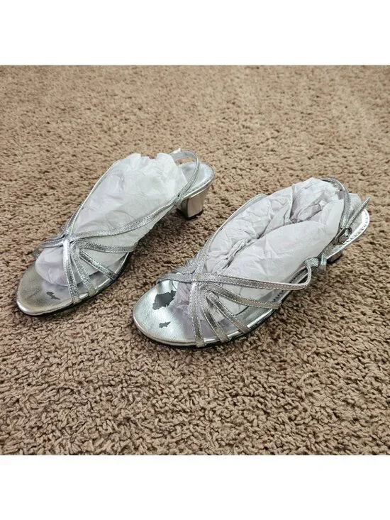 Mark Lemp Strappy Heels Womens 10.5M Classics by Walking Cradles Leash Silver - Picture 6 of 10